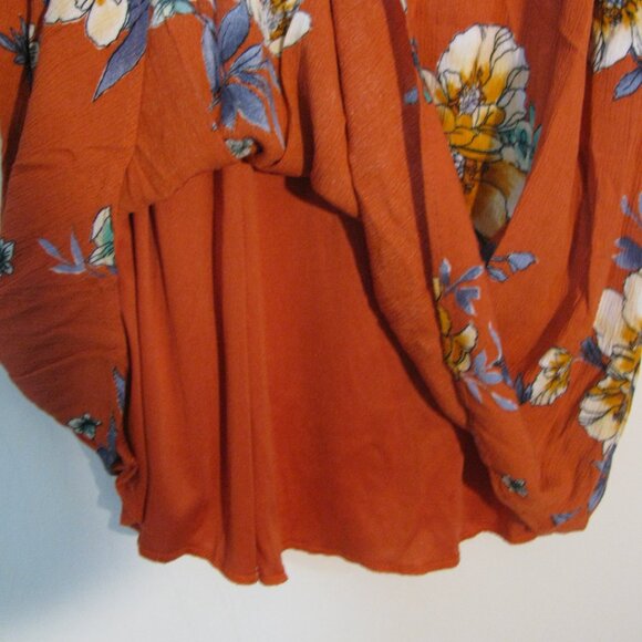 Paper Moon Summer Dress Small Mini Orange Rust Floral Textured - Picture 5 of 5